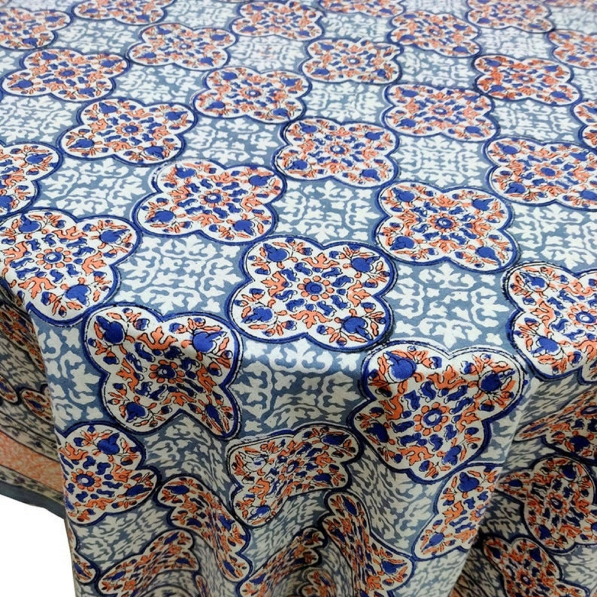 Beautiful Hand Block Printed Table Cover With Napkin Sets Floral Printed Cotton Printed Table Decor Covers With Mats For Decor