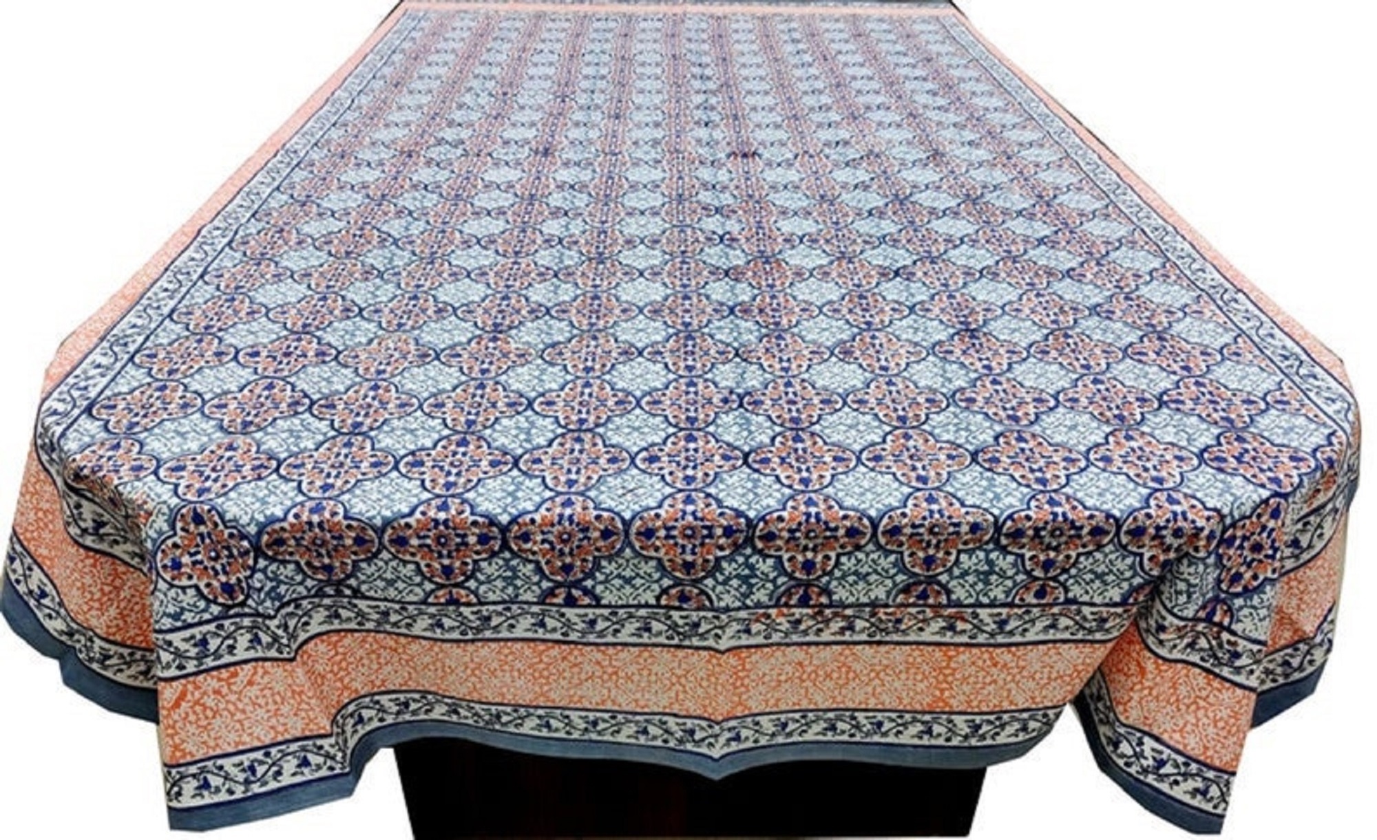 Beautiful Hand Block Printed Table Cover With Napkin Sets Floral Printed Cotton Printed Table Decor Covers With Mats For Decor