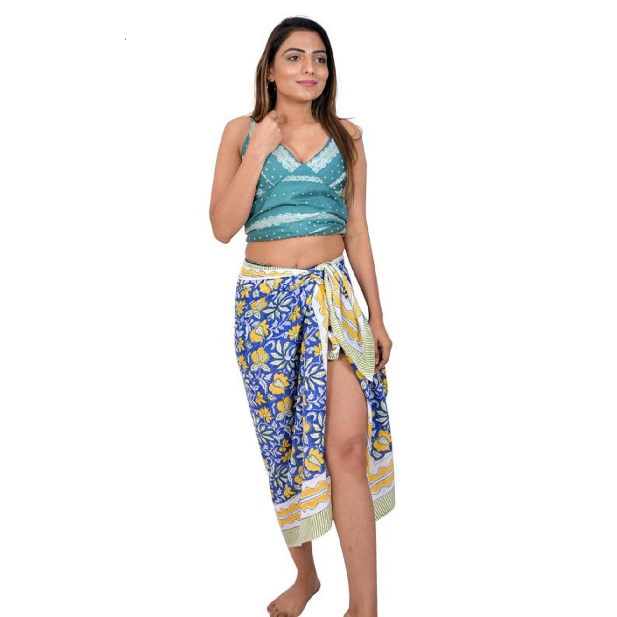 Soft Voile Fabric 100% Cotton Fabric Indian Hand Block Printed Beach Bikini Cover Up Pareo Long Scarfs Wholesale Price Rate