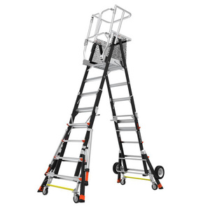 Ladder Manufacturers in India Jaipur Safety Cage Model 5 Ft. to 9 Ft. IAA FG with All Terrain Wheels Lift 375 lbs Fiberglass