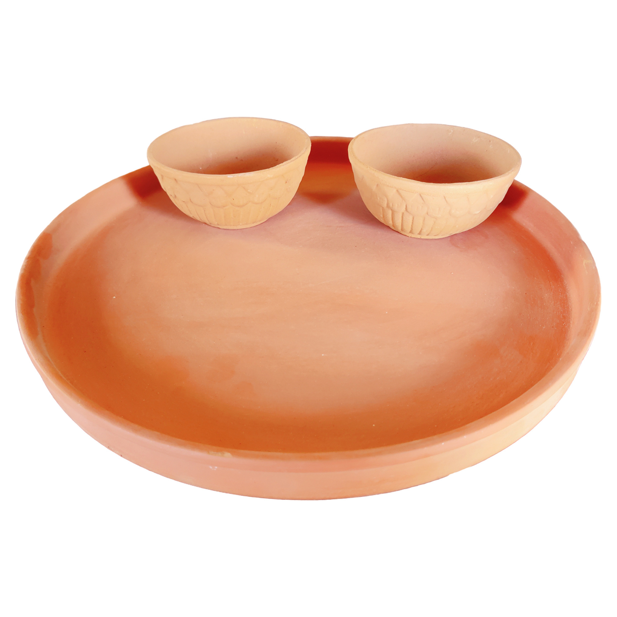 Direct Factory Wholesale Prices Clay Dinner Set Thali 29 CM with 2 Bowl Dinner Set Pack of 3 Microwave Safe Indian Manufacturer