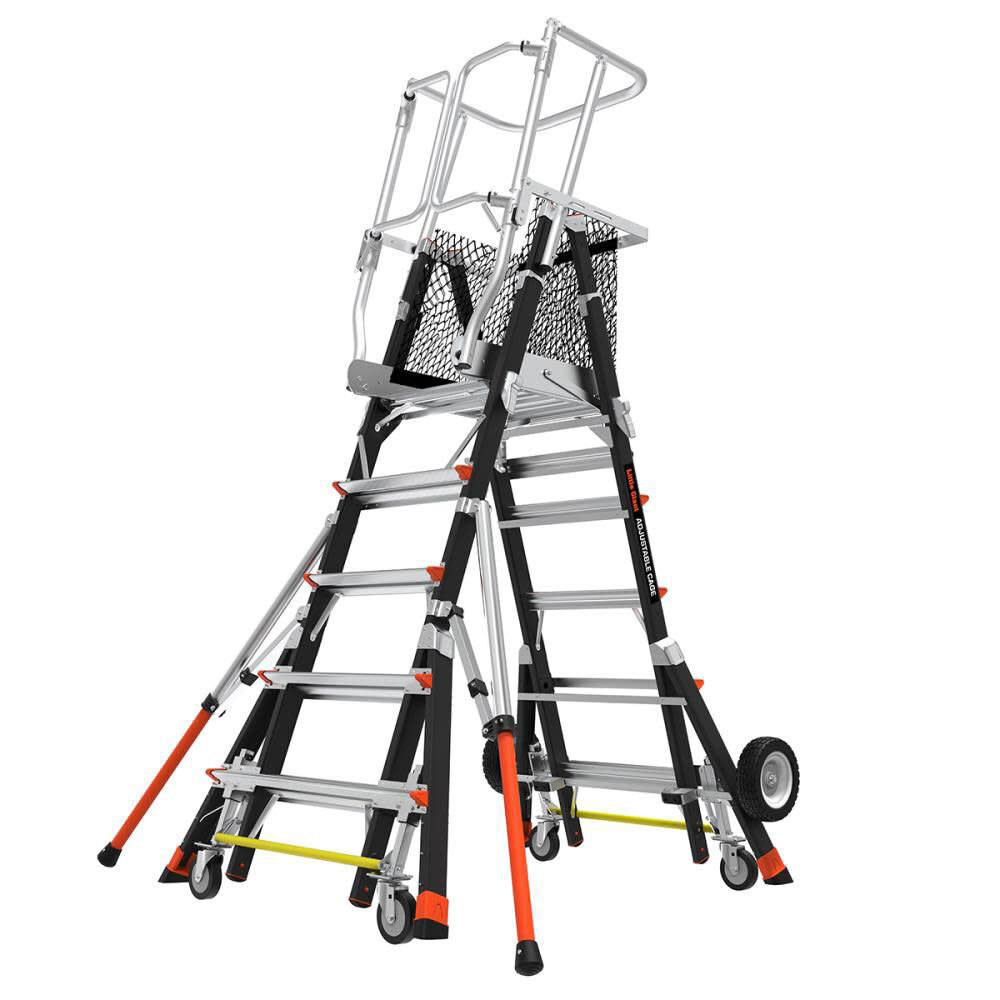 Ladder Manufacturers in India Jaipur Safety Cage Model 5 Ft. to 9 Ft. IAA FG with All Terrain Wheels Lift 375 lbs Fiberglass