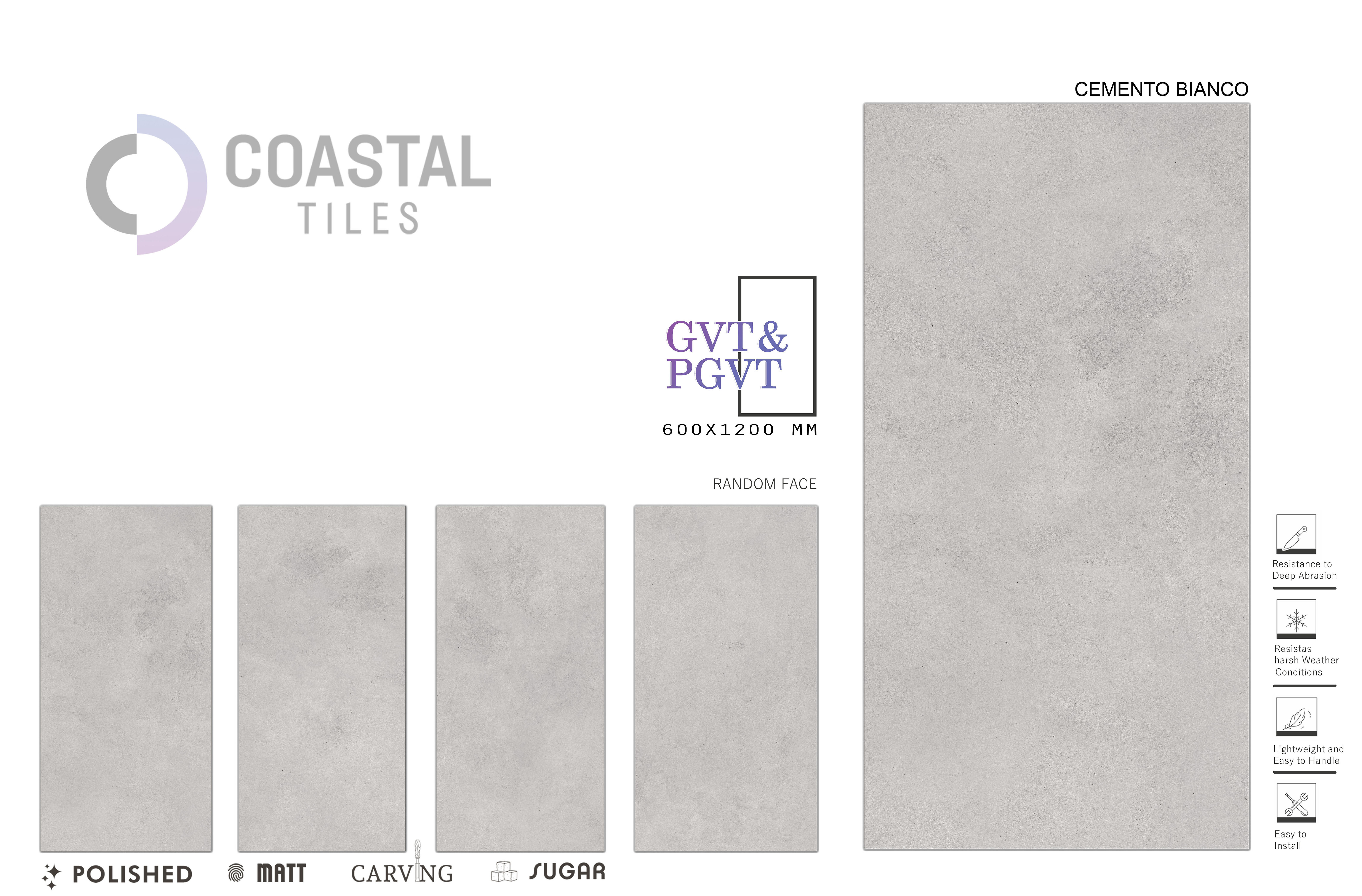 CEMENTO BIANCO Polished Porcelain Tiles 600x1200MM / 24X48 Premium A grade Tiles