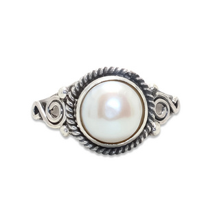 Freshwater Pearl Gemstone Ring 925 Sterling Silver Fine Jewelry Cocktail Ring Handmade White Pearl Stone Rings Gift For Her