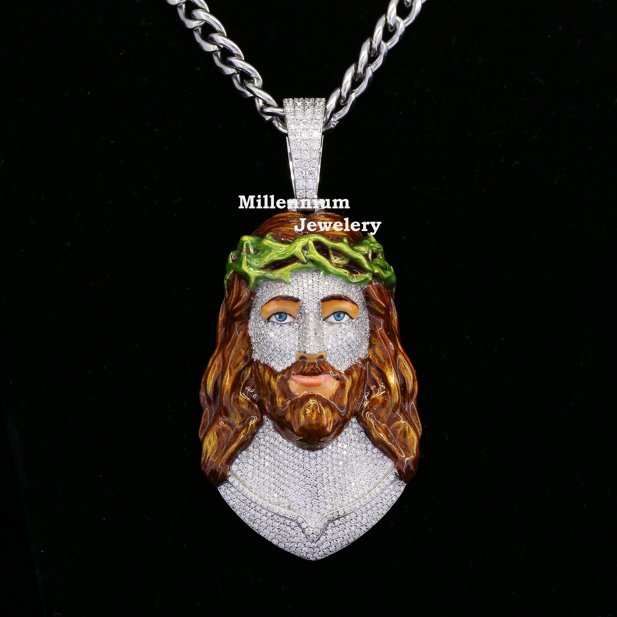 Luxuries VVS Moissanite Diamond Pendant 925 Sterling Silver 3D Enamel Custom Pendant Iced Out Hip Hop Jesus Pendant