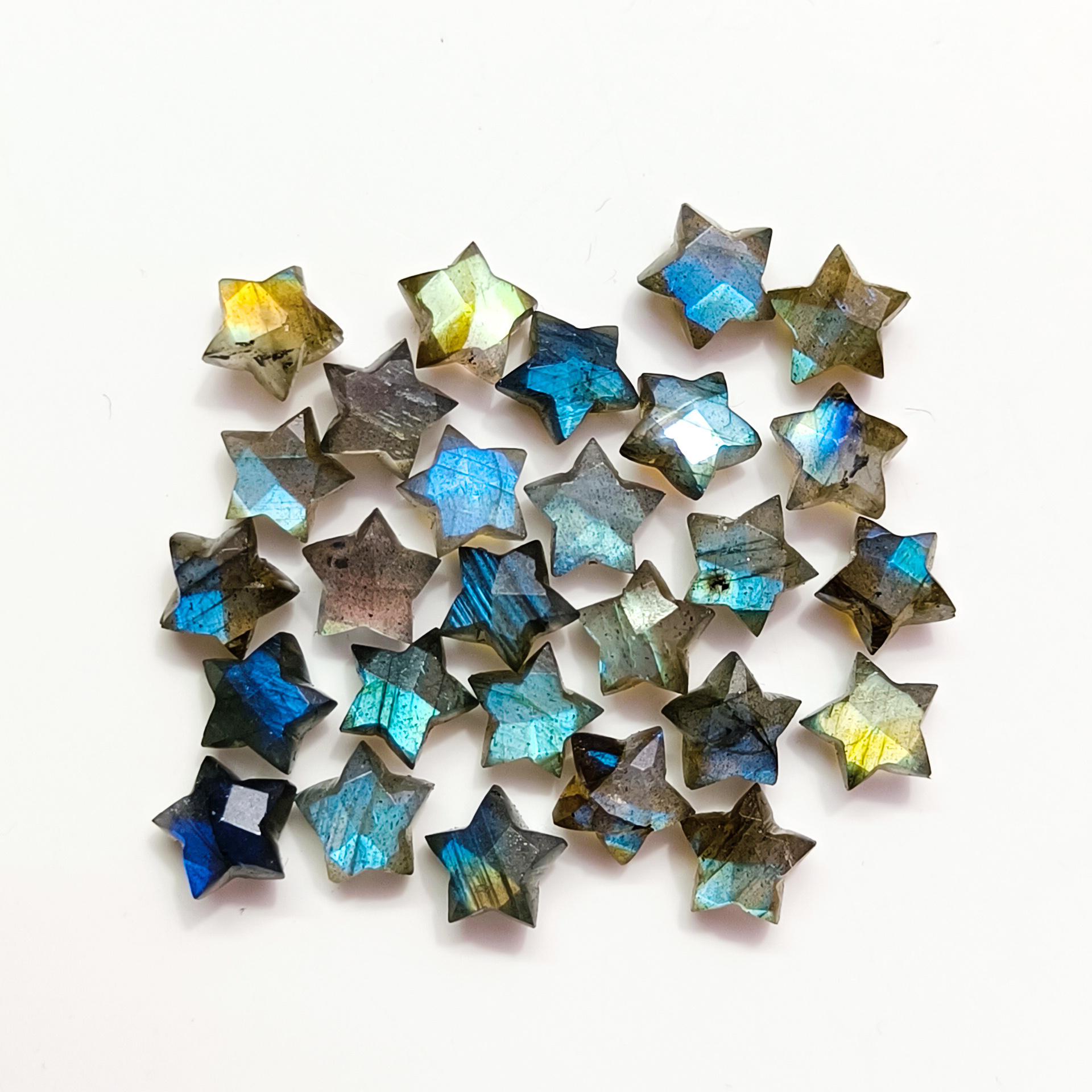 Natural Labradorite Faceted Hand Carved Star Shape Gemstone Jewelry Making 8mm Labradorite Carving Loose Gemstone Briolette Bead