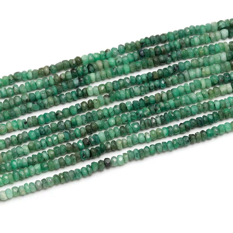 Natural Emerald Faceted Rondelle Beads for Jewelry Making 4-5mm Wholesale Shaded Emerald Gemstone Rondelles Strands Supplier 13