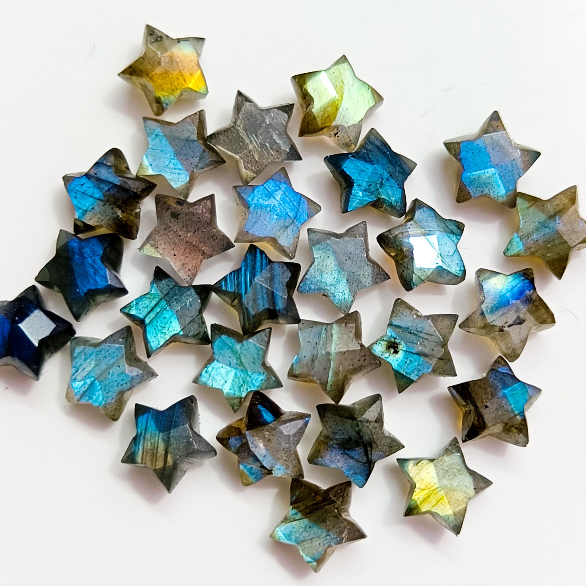 Natural Labradorite Faceted Hand Carved Star Shape Gemstone Jewelry Making 8mm Labradorite Carving Loose Gemstone Briolette Bead