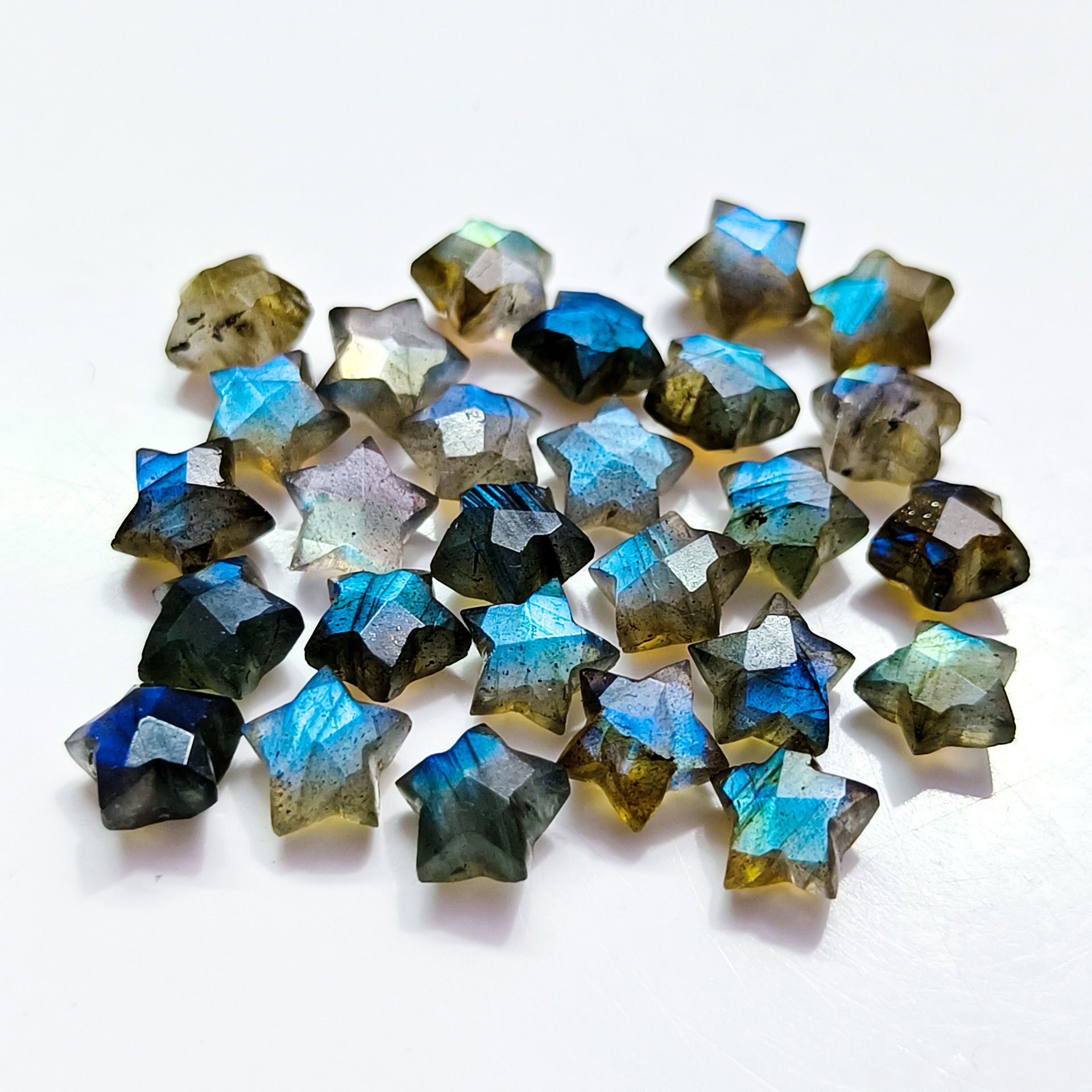 Natural Labradorite Faceted Hand Carved Star Shape Gemstone Jewelry Making 8mm Labradorite Carving Loose Gemstone Briolette Bead