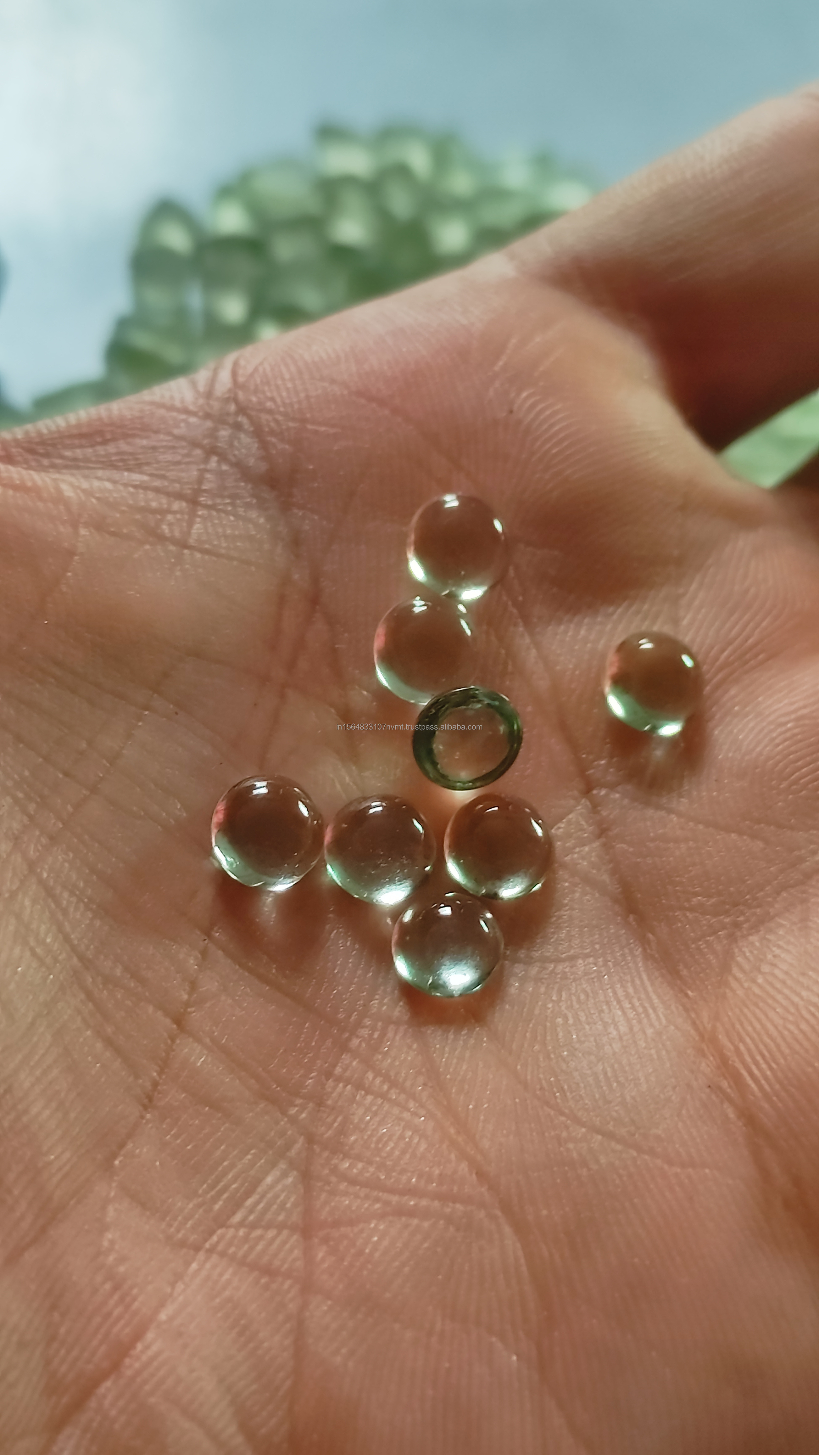 6mm Green Color Amethyst Flat bottom Eye Clean Stone Cabochon For Jewelry