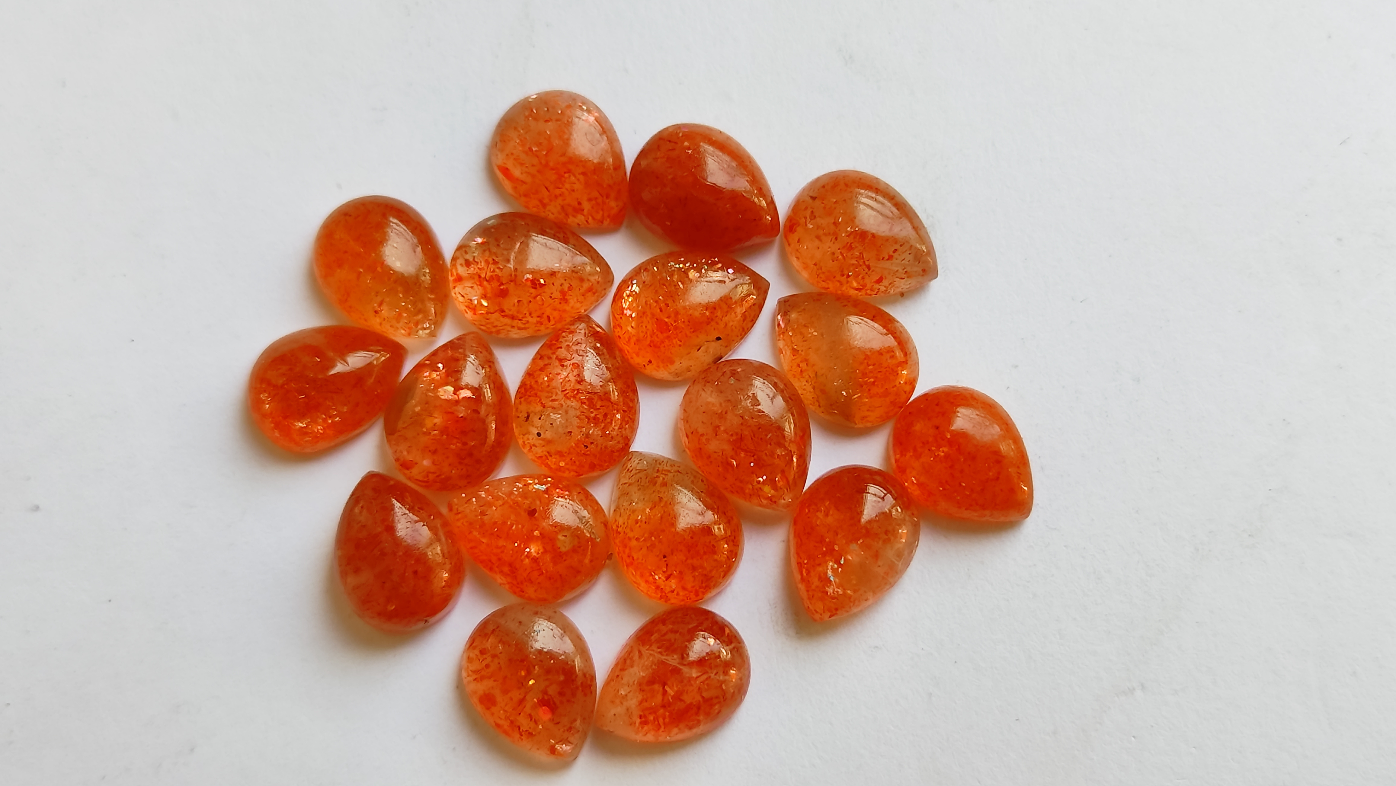 Natural Orange Sunstone Half Round Shape Cabochon Gemstones Plain Sunstone Cab Polished Stones For Jewelry Making