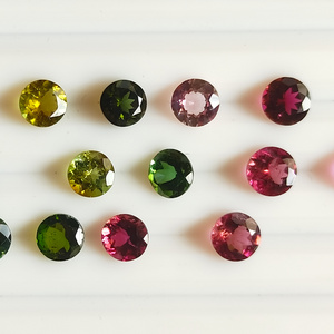 2mm Natural Multi Tourmaline High Quality Polished Gemstone Faceted Round Cut Stone Cabochon Crystal For Low Price