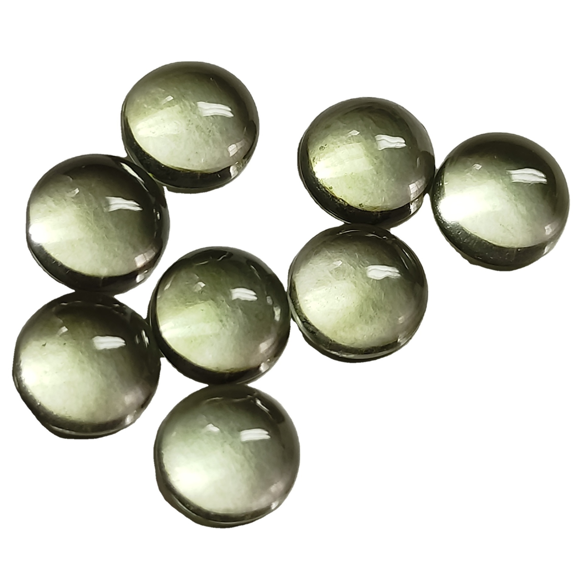 6mm Green Color Amethyst Flat bottom Eye Clean Stone Cabochon For Jewelry