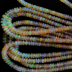 Super Quality Ethiopian Opal Multi Fire Faceted Rondelle Big Size Beads Wholesale Price Welo White Opal Donut Beads Necklace