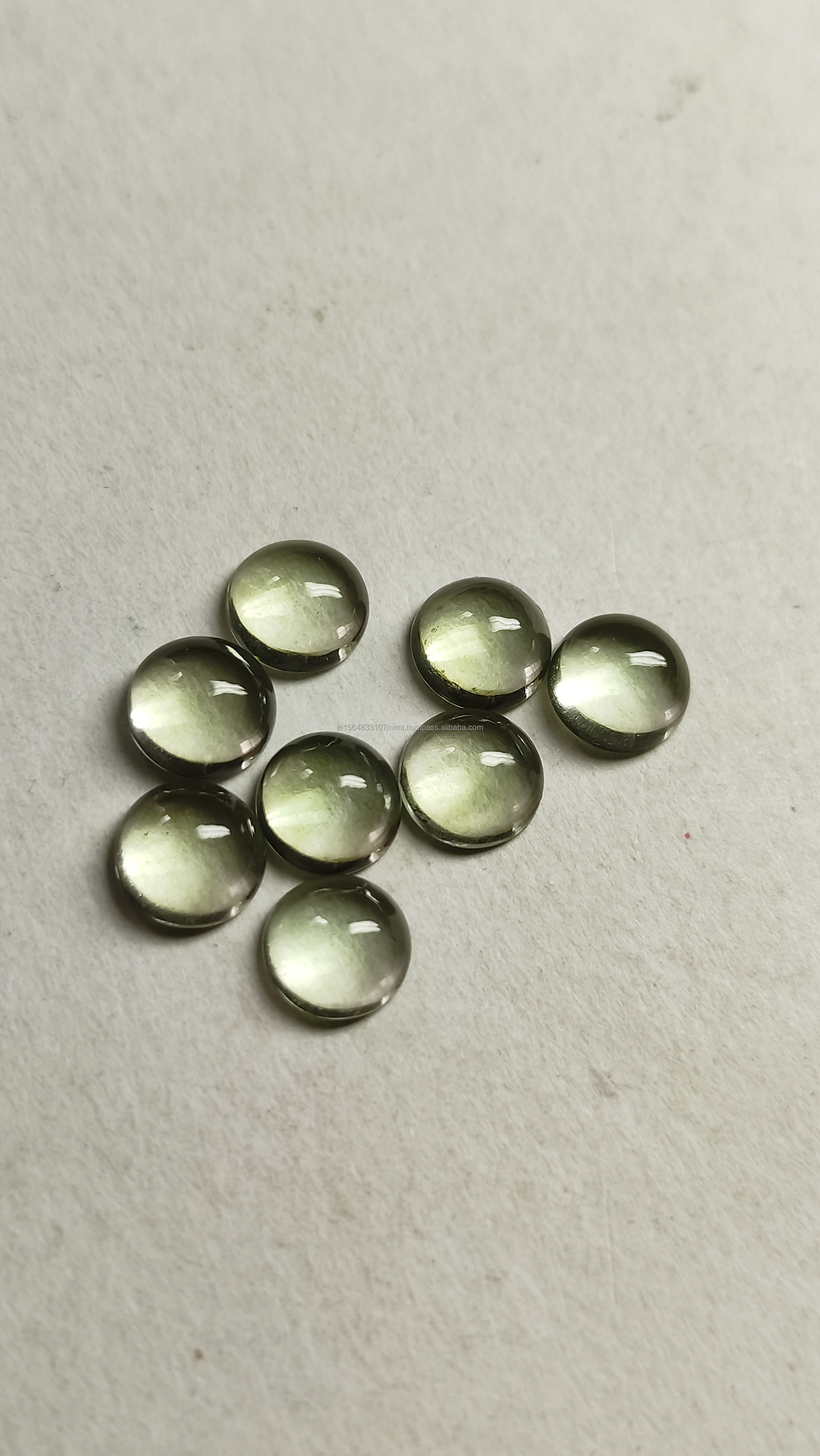 6mm Green Color Amethyst Flat bottom Eye Clean Stone Cabochon For Jewelry