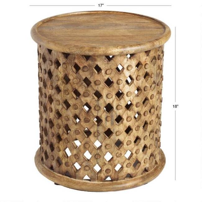 Wooden Carving Side table with new Vintage style Round Look side table living room furniture style modern pattern living room