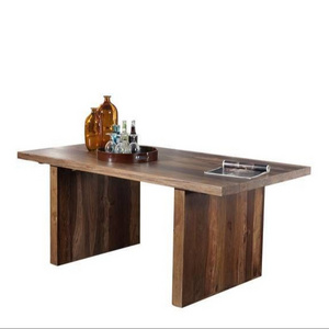 Modern Live Edge Big Long Thick Slab Heavy Wooden Leg Solid Wood Acacia Live Edge Dining Table Restaurant Furniture