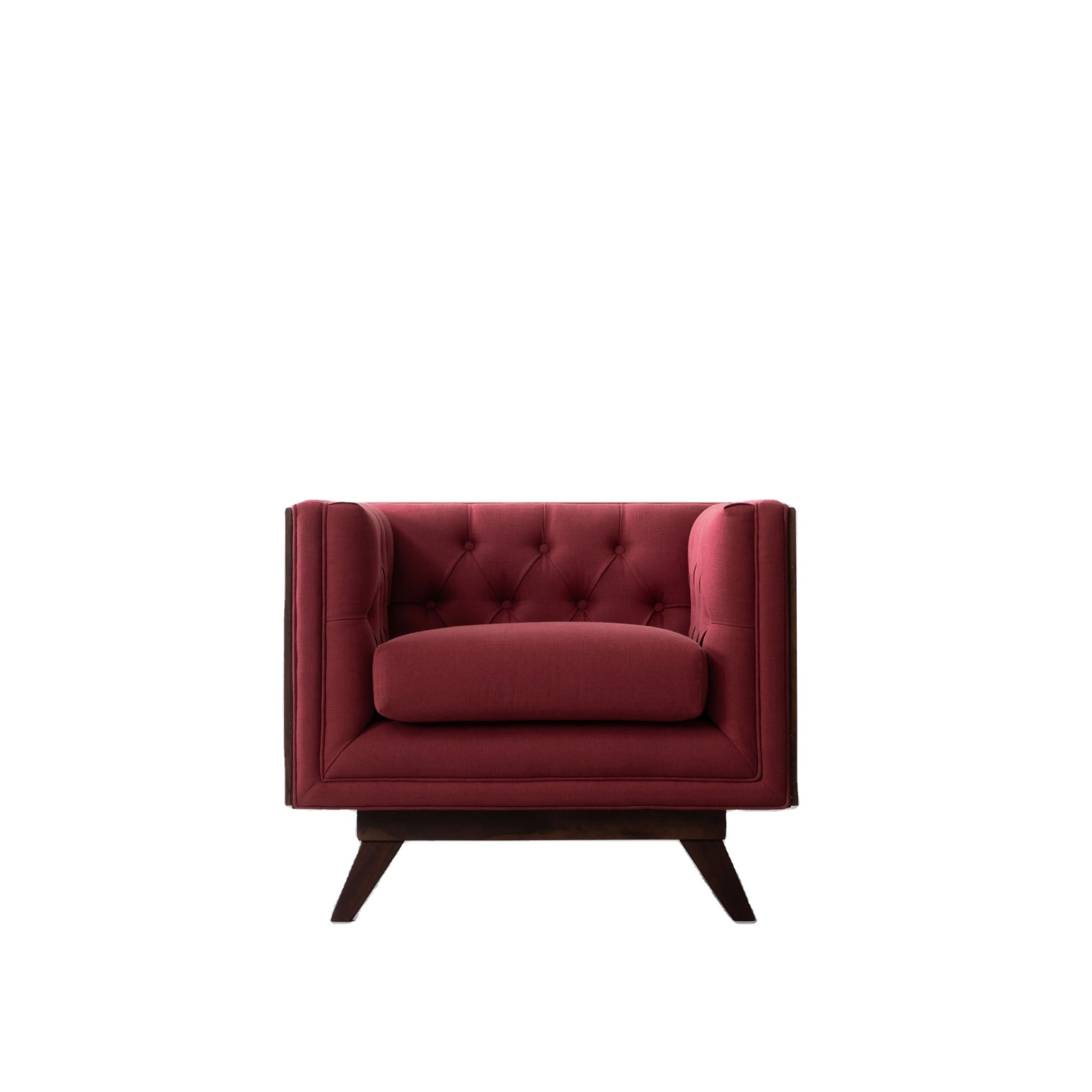 Modern Antique Canning New Unique Design Single Seater Red Soft Cushion Living Room Low Backrest Sofa