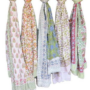 Assorted Printed Stole, Pure cotton Dupatta, Indian Block Print Beach Sarongs, Voile Fabric Summer Pareo Lot Beach Cover Up