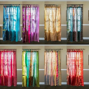 Super Export Quality Vintage Sari Patchwork Curtain Drape Window Silk Curtain For Window Decoration Curtain