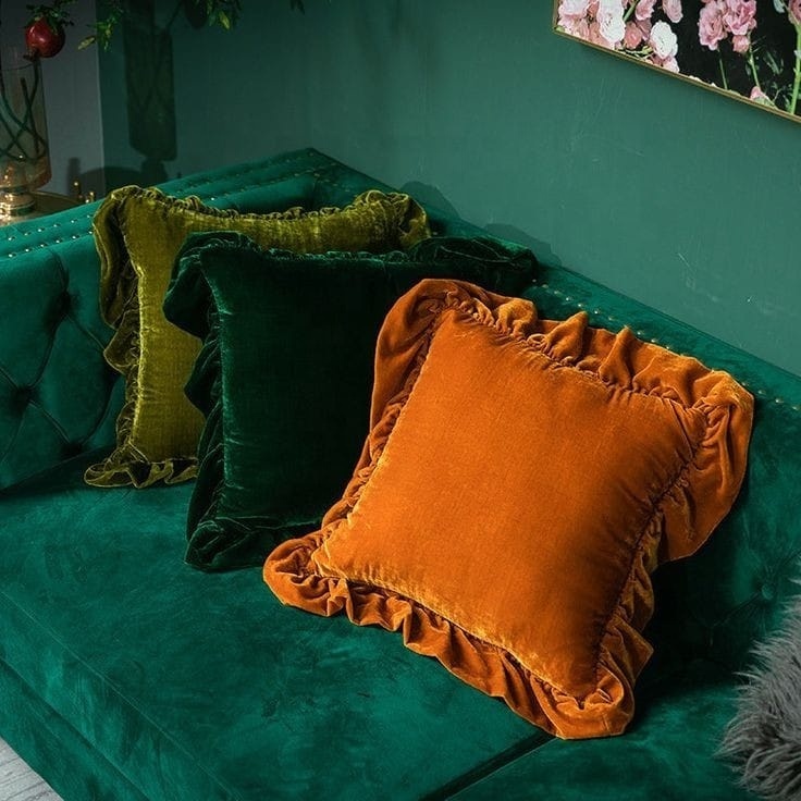 New Arrival Handmade Velvet  Ruffle Throw Cushion Cover For Home Decoration Cushion Case For Sofa Decor