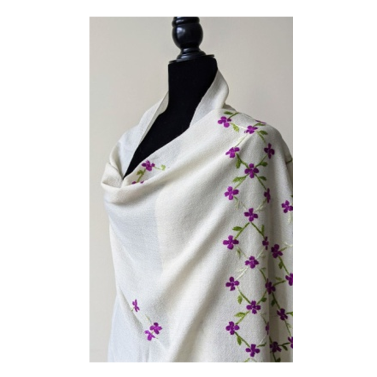 Best Offers White Elegant Machine Embroidered Scarf with Latest Designed Scarf For Women Fashionable Scarf