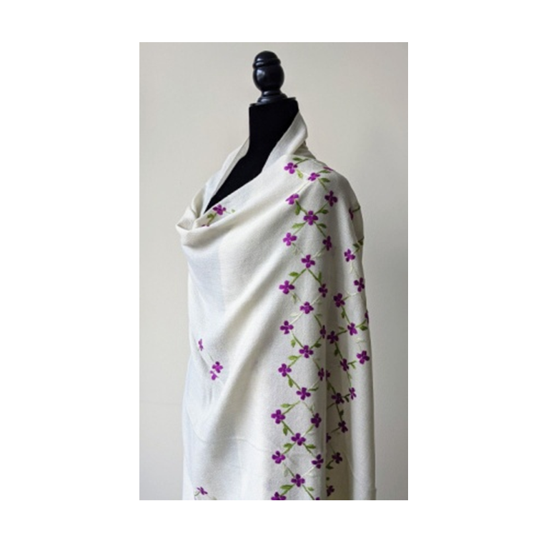 Best Offers White Elegant Machine Embroidered Scarf with Latest Designed Scarf For Women Fashionable Scarf