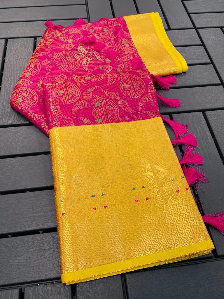 Launching in Banarasi Handloom Silk Heavy multi zari with contrast rich pallu silk Sarees form Indian & Pakistani Clothing