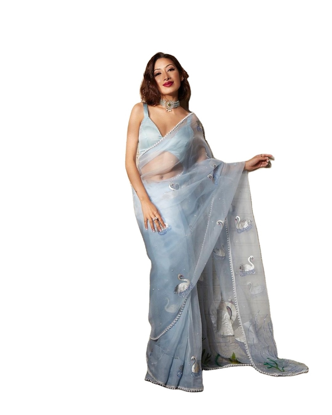 Semi pure organza saree cover with beautiful metallic shade print Indian & Pakistani Clothing Must-Pick for This Season