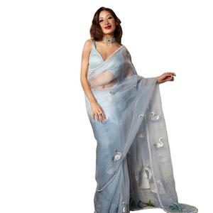 Semi pure organza saree cover with beautiful metallic shade print Indian & Pakistani Clothing Must-Pick for This Season