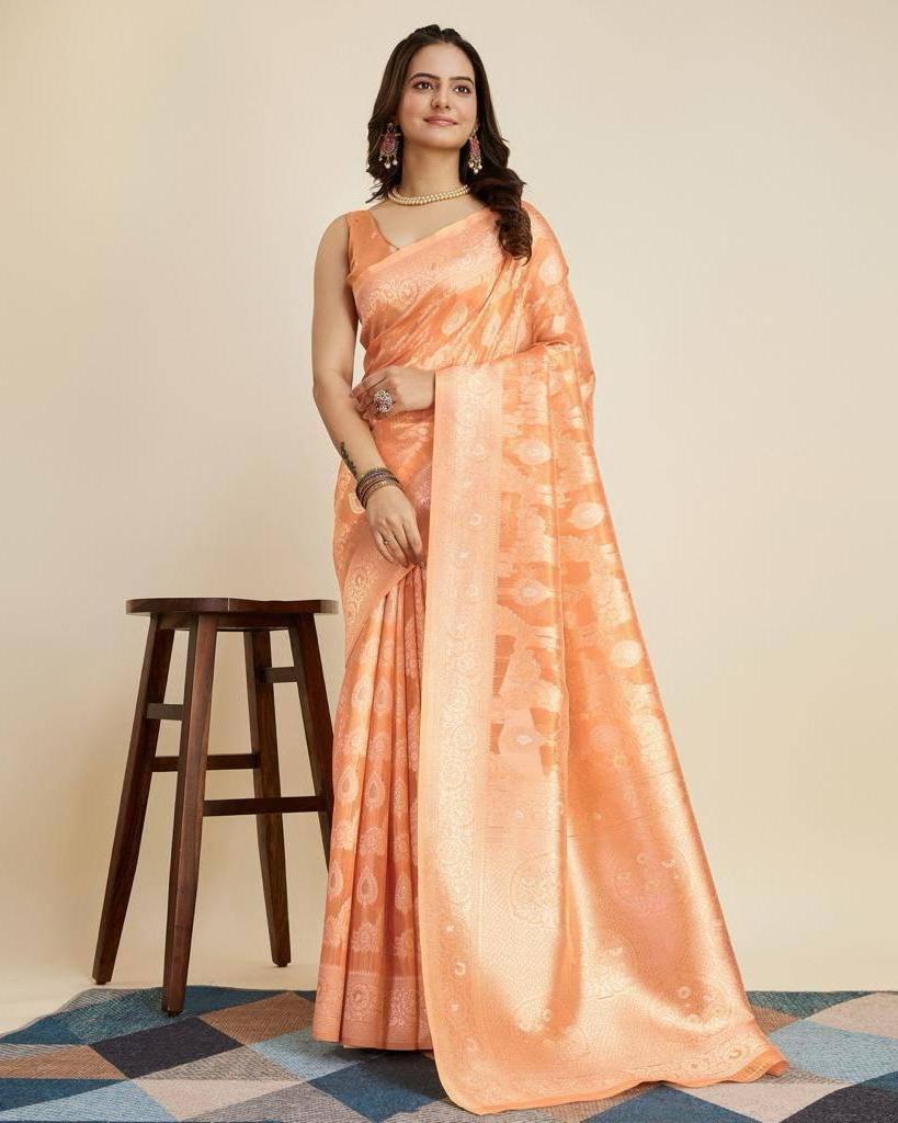 Designer Saree on premium soft Cotton Silk fabric Jacquard work with zari thread from Indian Exporter