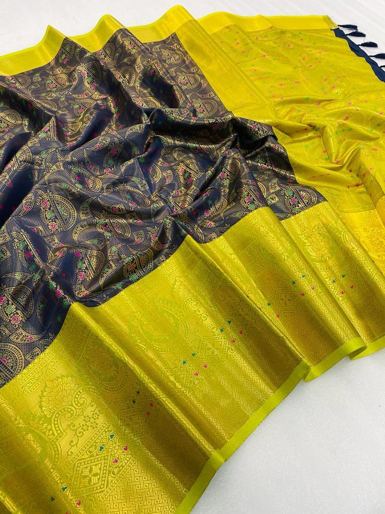 Launching in Banarasi Handloom Silk Heavy multi zari with contrast rich pallu silk Sarees form Indian & Pakistani Clothing