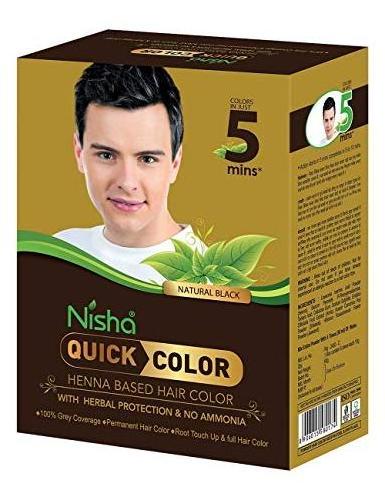 Nisha Quick Color Henna Based Hair Color With Herbal Protection & No Ammonia Natural Black