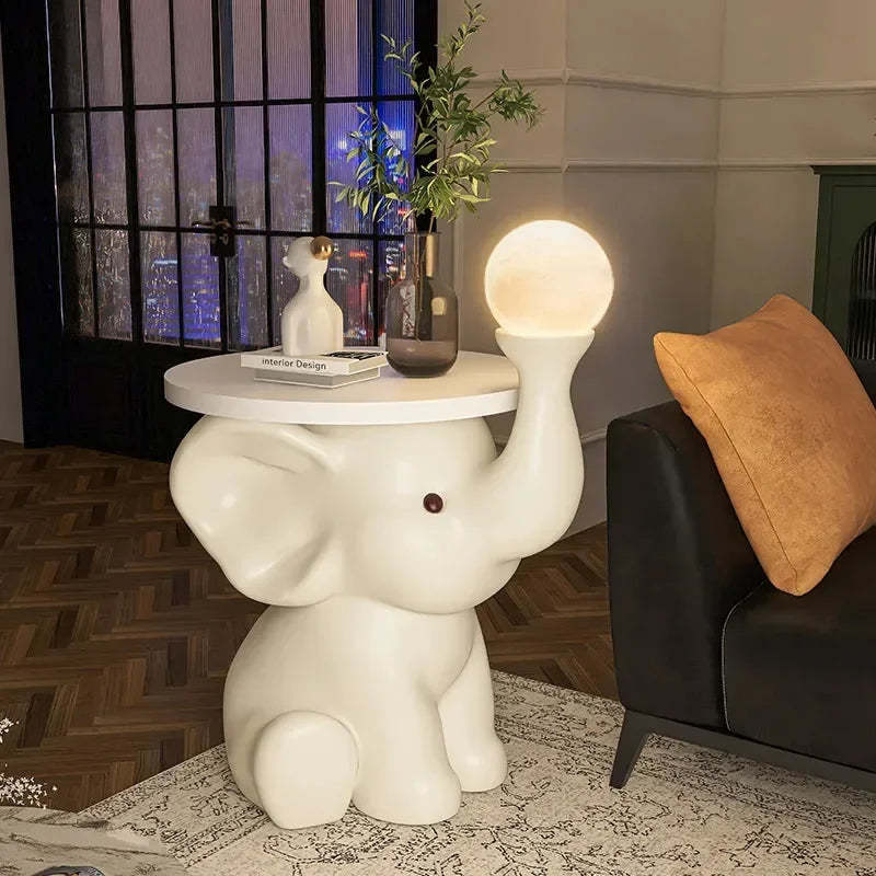 Luxury elephant minimal white moon lamp round table 2024 warm night light home decor wholesale table