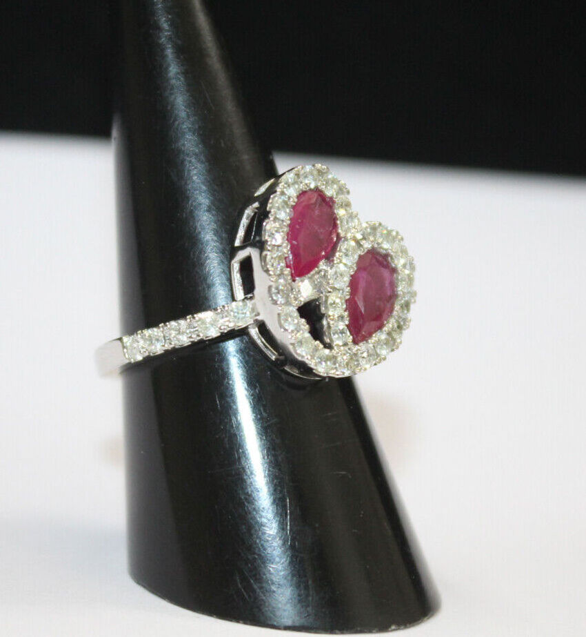 Custom Classic Fine Jewelry 1.17ct Natural Round Diamond Ring with 14k White Gold Ruby Cocktail Ring for Wedding Gifts