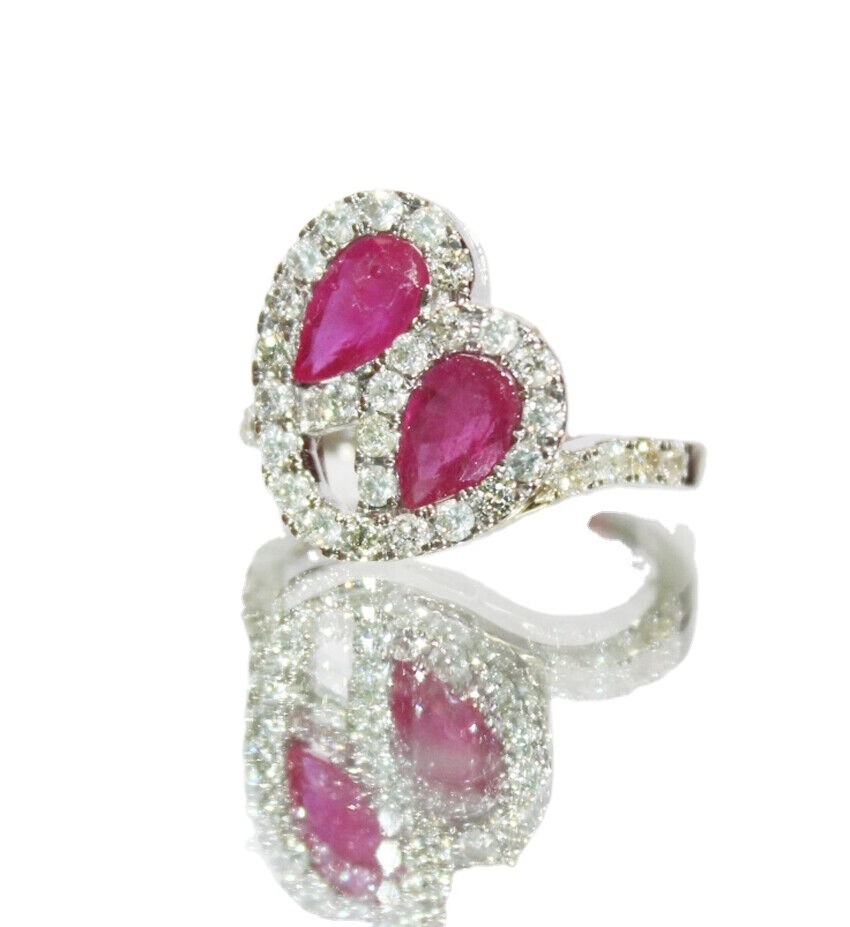 Custom Classic Fine Jewelry 1.17ct Natural Round Diamond Ring with 14k White Gold Ruby Cocktail Ring for Wedding Gifts