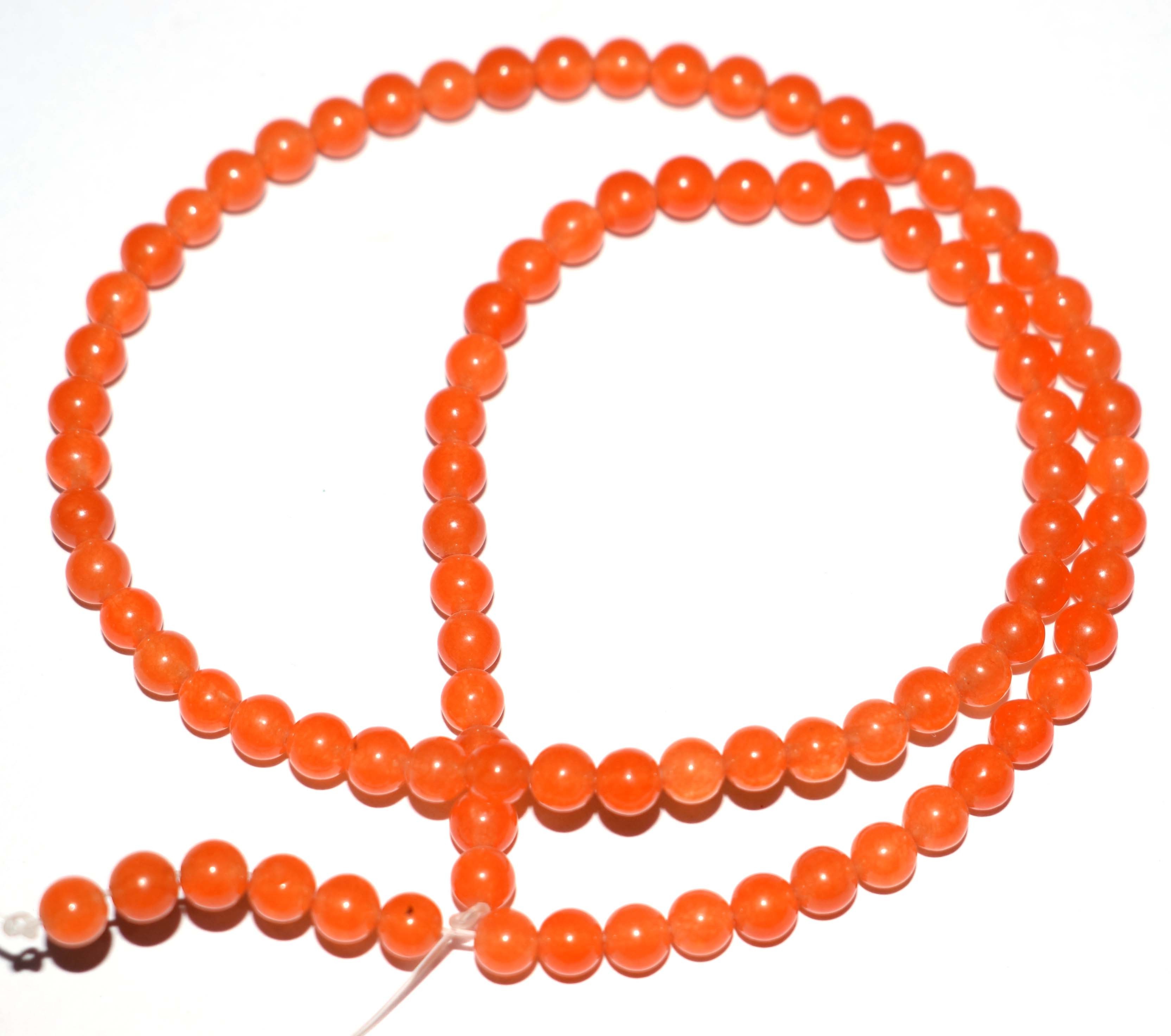 Attractive Orange Jade Gemstone Natural 6 mm round beads Long 13 inch loose strand for Jewelry Styling and Women Jewelry Charms