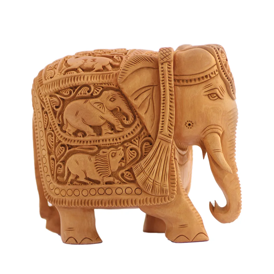 Carven Handmade Beautiful Home and Garden Decoration Wooden Resin Indian Elephant Figurine