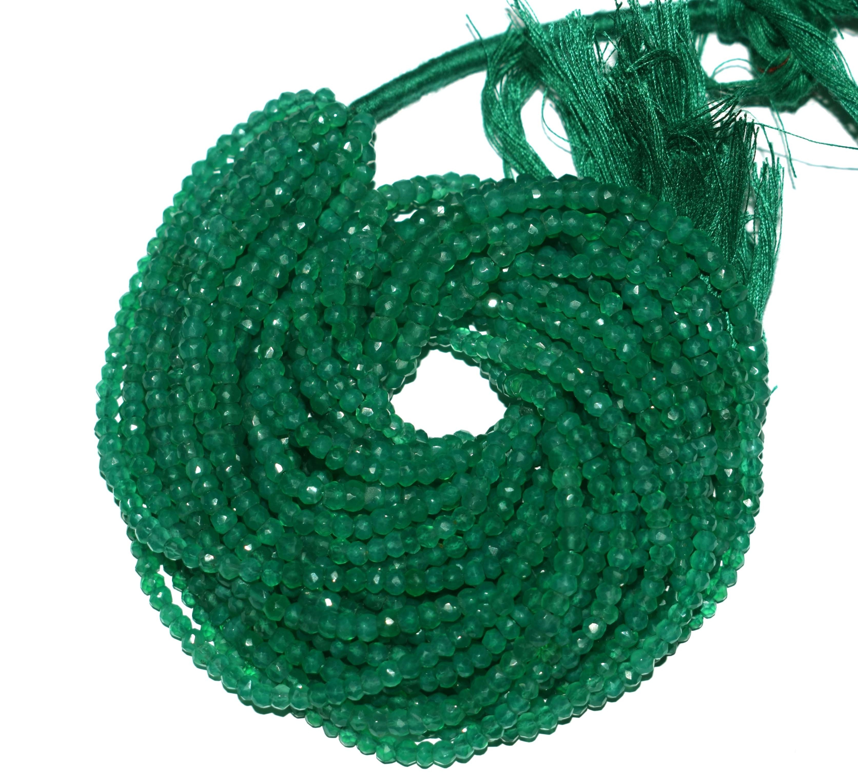 Top Fashion Design Green Onyx Natural Gemstone Beautiful 3 mm round Smooth beads with Long 13 inch loose strands for Jewelry Set