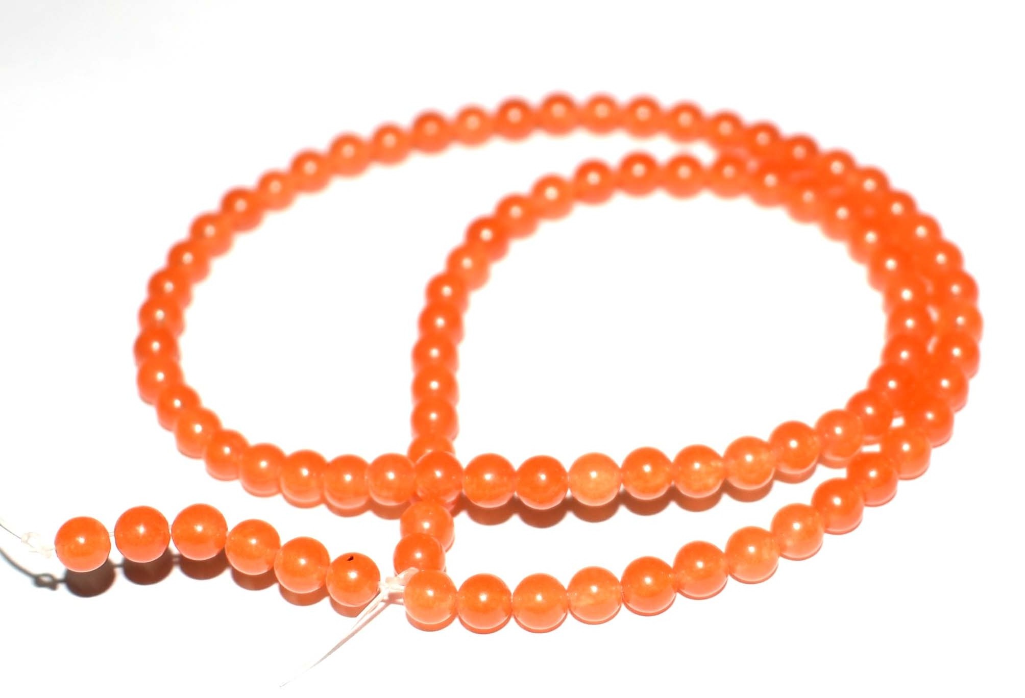 Attractive Orange Jade Gemstone Natural 6 mm round beads Long 13 inch loose strand for Jewelry Styling and Women Jewelry Charms