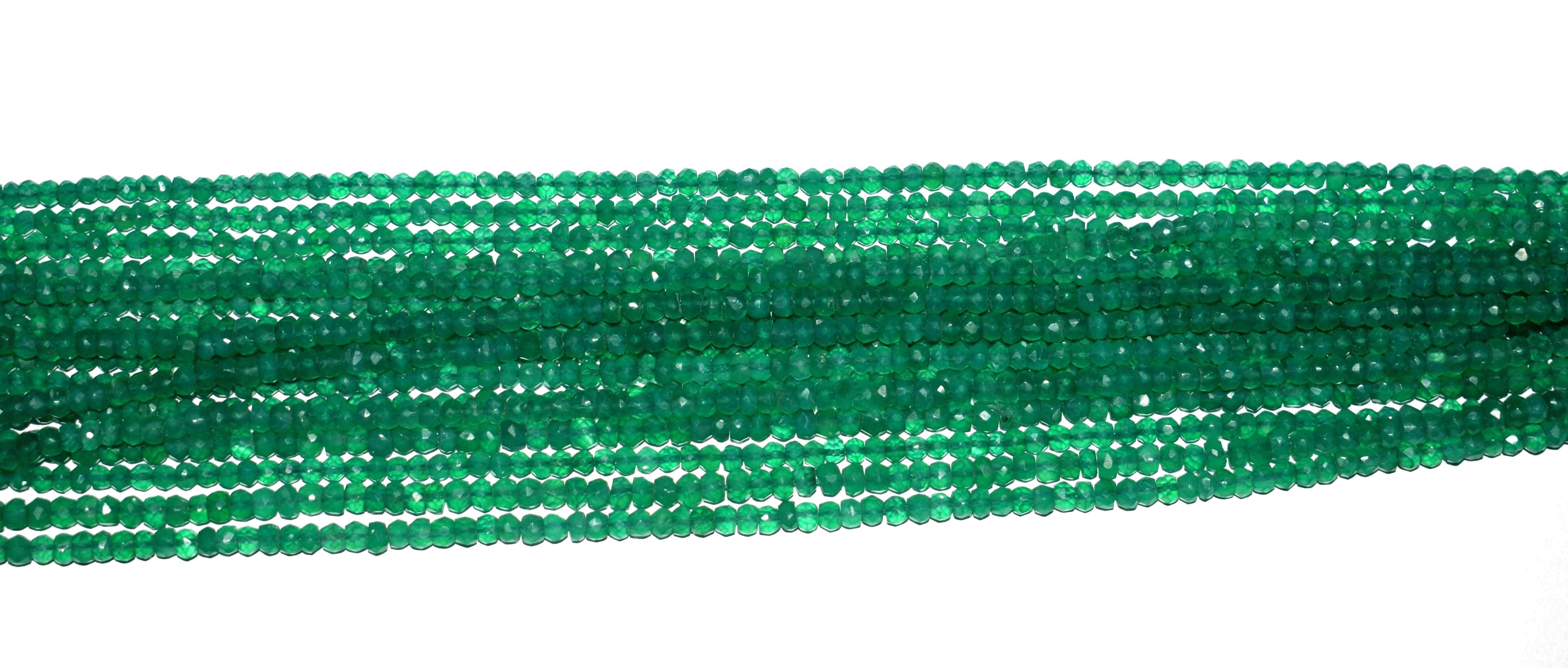 Top Fashion Design Green Onyx Natural Gemstone Beautiful 3 mm round Smooth beads with Long 13 inch loose strands for Jewelry Set