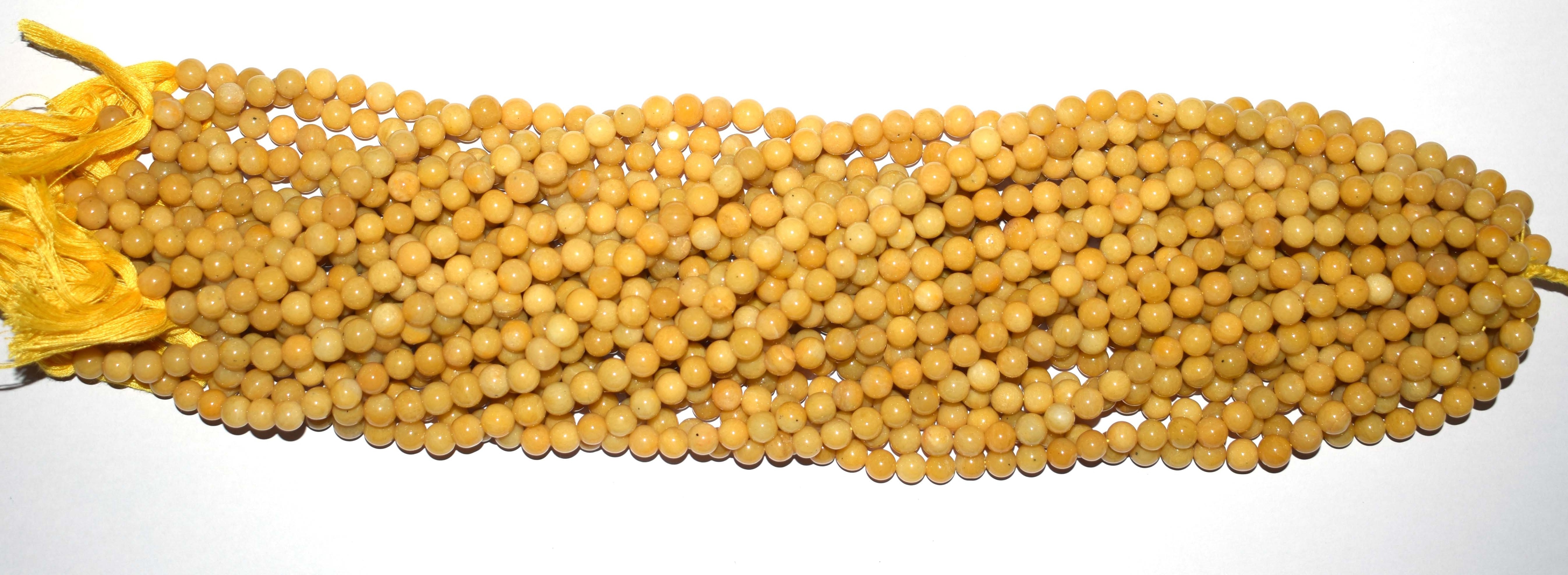 Top Styling Quality Natural Yellow Jade Gemstone Adjustable 6-7 mm rounded smooth beads 13 inch loose strand for jewelry product