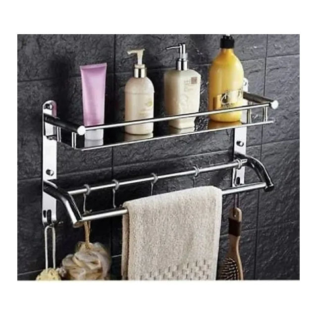 Wholesale Bathroom Wall Installation Polish Stainless Steel  Steel Single Layer Bathroom Shelf