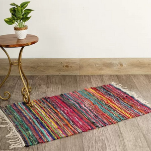 Large Chindi Area Rug Bohemian Indian Cotton Carpet Floor Rag Colorful Cotton Living Room Bathroom Throw Rag