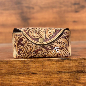 Real Handmade Tooled Leather Custom Sunglasses Cases Leather Belt Glasses Cases Unisex Reading Glasses Engraved Sunglasses Cases