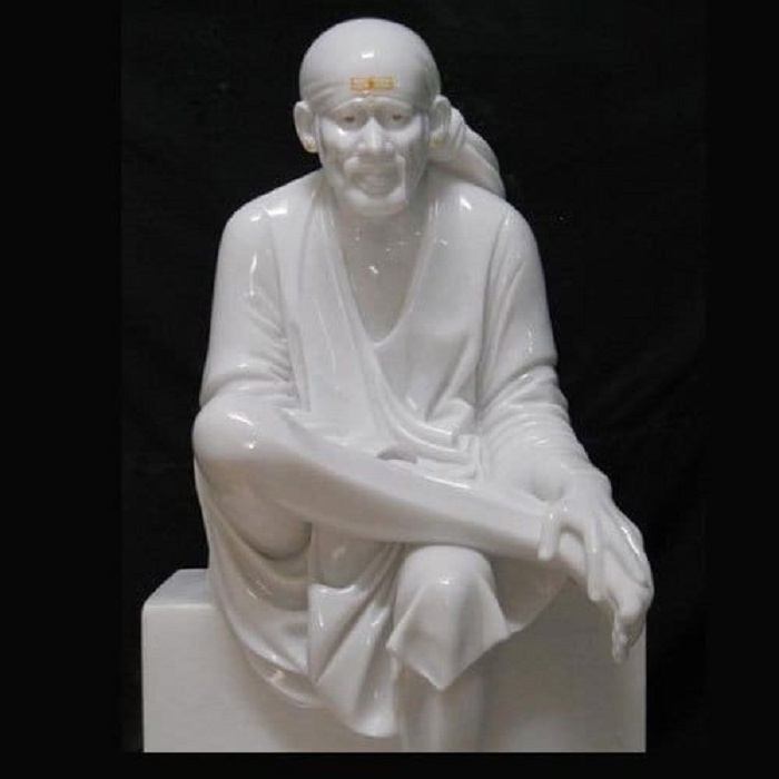 Handmade Handicraft White Makrana Marble God Sai Baba Statue Beautiful Sitting Position Statues at Wholesale Prices Bulk OEM