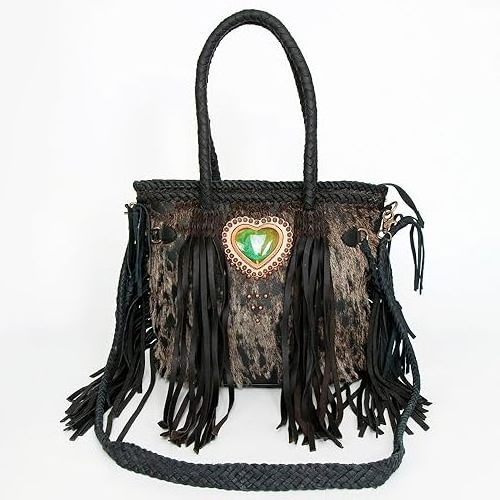 Western Pattern Cowhide Fur Tote Bag Stylish Leather Purse Hair On Hide Carving Hand Tooled Bags For Women's Multi Use