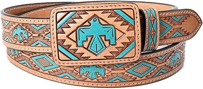 New Handmade Stylish Turquoise Hand Tooled Leather Western Belts Personalized Genuine Leather Designer Unisex Waist Belts