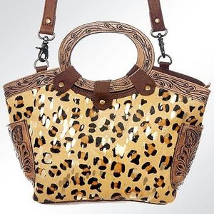 Animal Print Design Cow Leather Tote Bags Western Stylish High Quality Handmade Tooled Carving Purses For Women Hot Selling