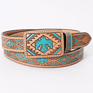 New Handmade Stylish Turquoise Hand Tooled Leather Western Belts Personalized Genuine Leather Designer Unisex Waist Belts